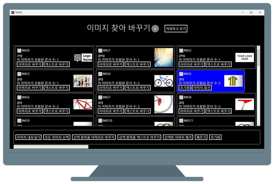 Image substitutions screen in global office find and replace
