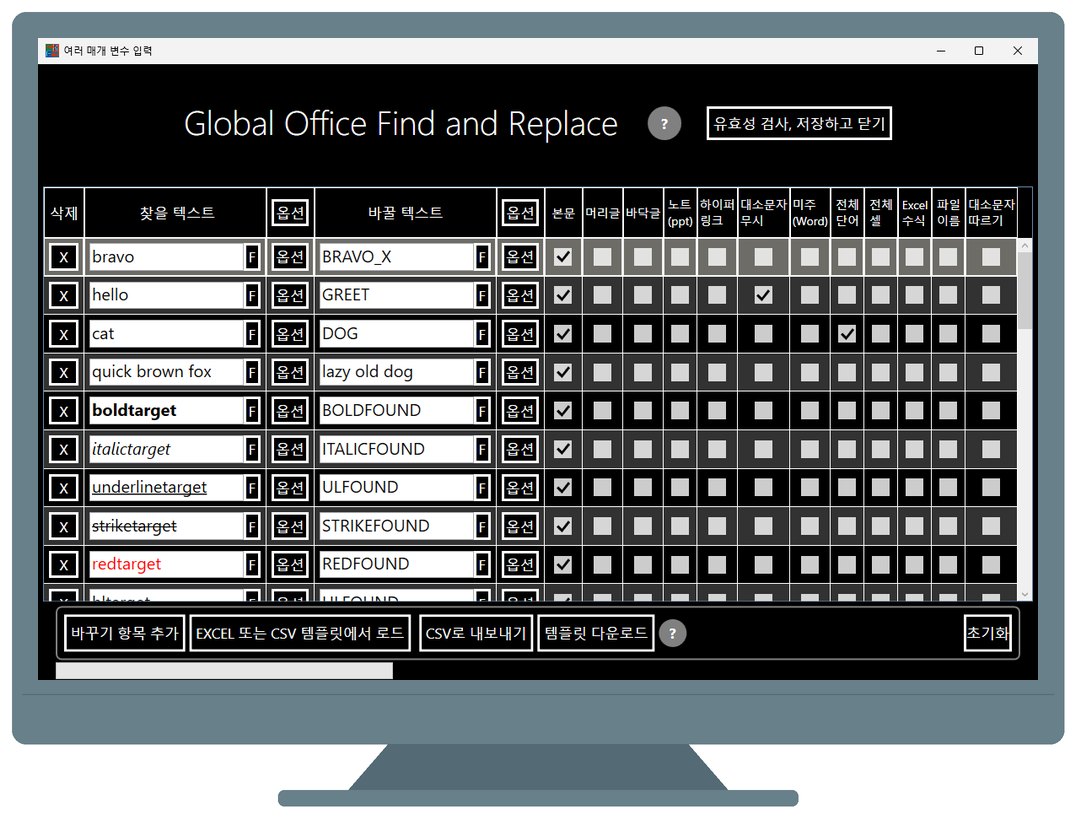 Multiple substitutions in global office find and replace